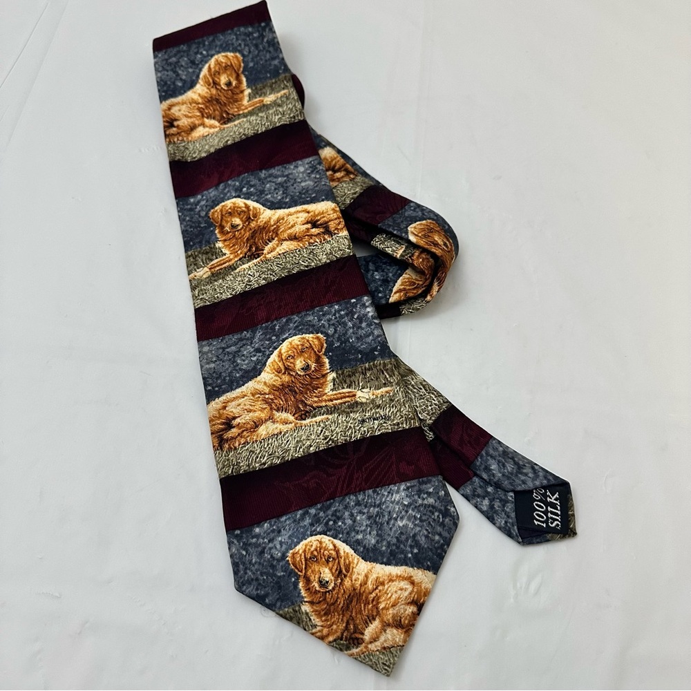 Endangered Species Golden Retriever Dog 100% Silk Necktie Novelty‎ - Picture 6 of 7